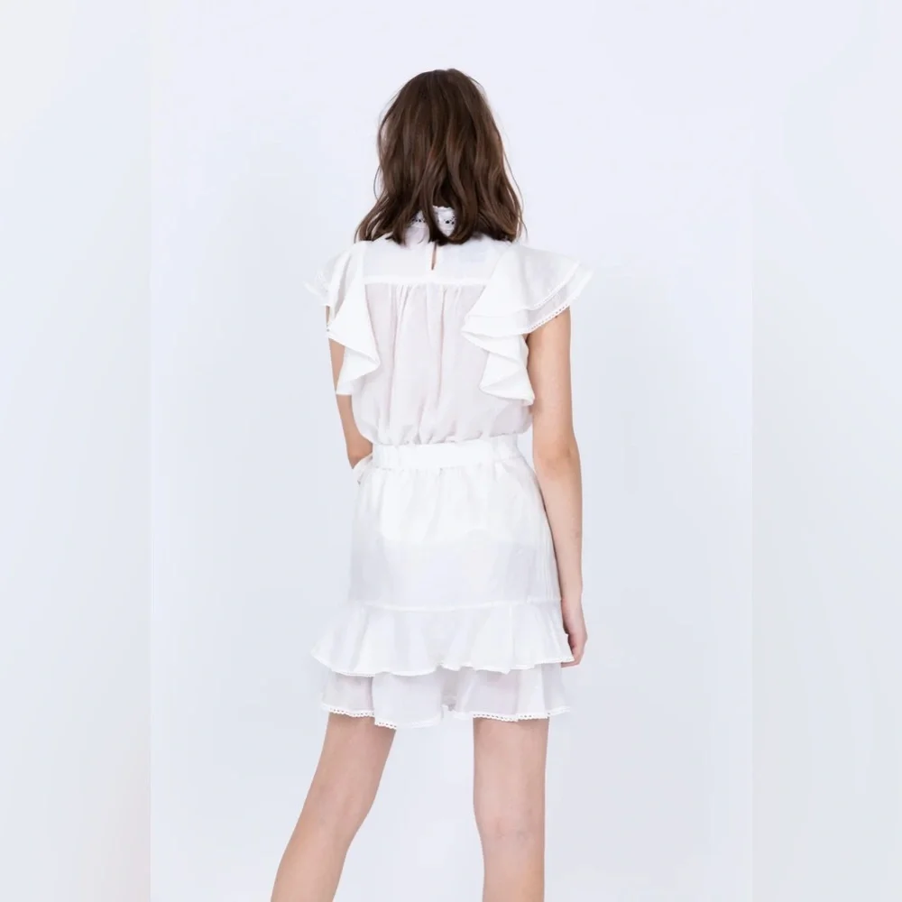 NWOT Sabina Musayev Priscilla Off White Ruffle Skirt - Picture 6 of 11